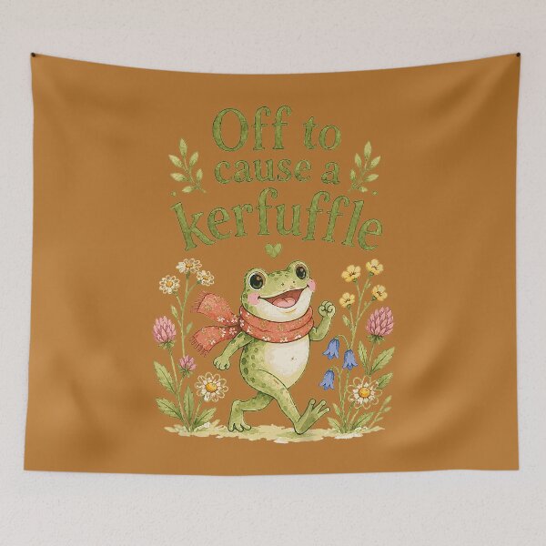 Item preview, Off to Cause A Kerfuffle Cute Frog Cottagecore designed and sold by mjohnson9.