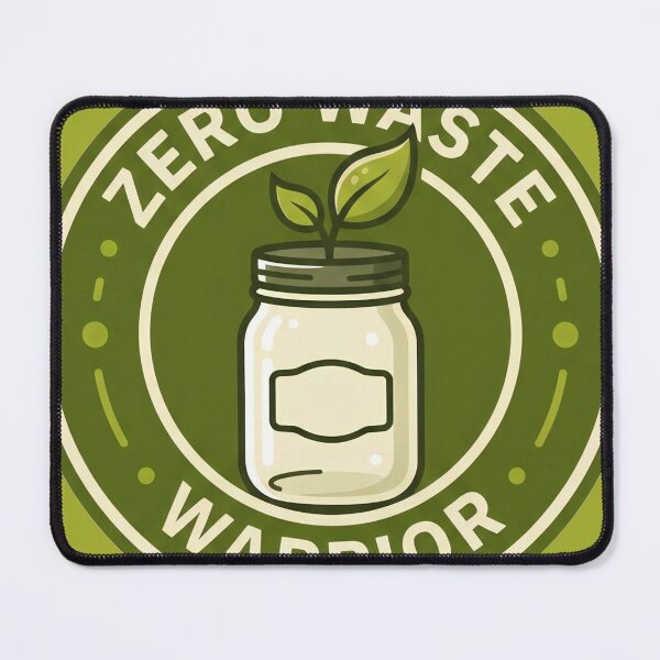 Item preview, a zero waste warrior logo featuring a mason jar with a green leaf designed and sold by QalandarArts.