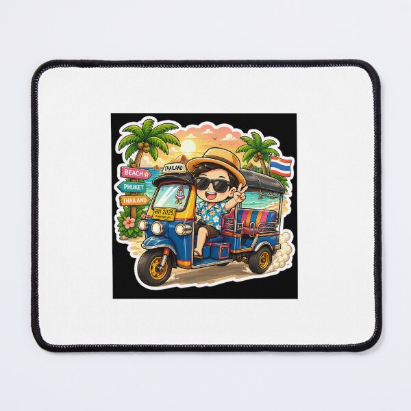 Item preview, Thailand Tuk-Tuk Ride Sticker | Funny Thai Man | Beach Travel Cartoon` designed and sold by Chinnibujji.