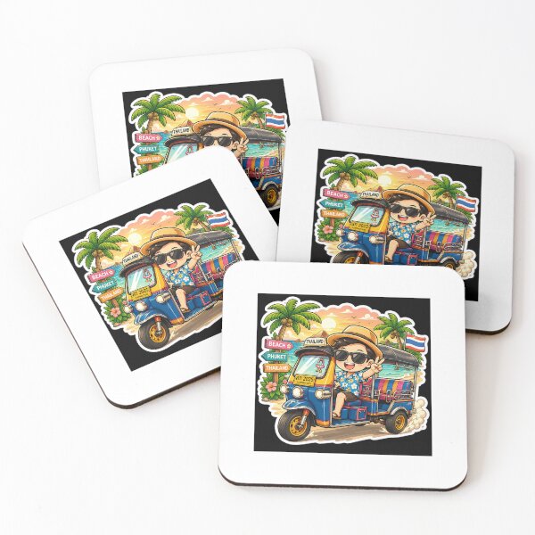 Item preview, Thailand Tuk-Tuk Ride Sticker | Funny Thai Man | Beach Travel Cartoon` designed and sold by Chinnibujji.