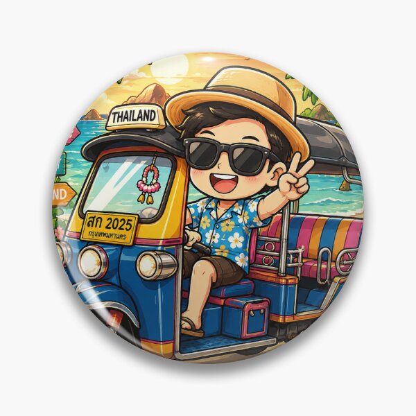 Item preview, Thailand Tuk-Tuk Ride Sticker | Funny Thai Man | Beach Travel Cartoon` designed and sold by Chinnibujji.