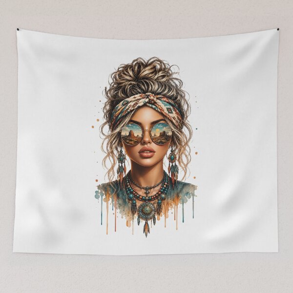 Item preview, Boho Desert Girl Sunset Portrait designed and sold by ArcadiaSilence.