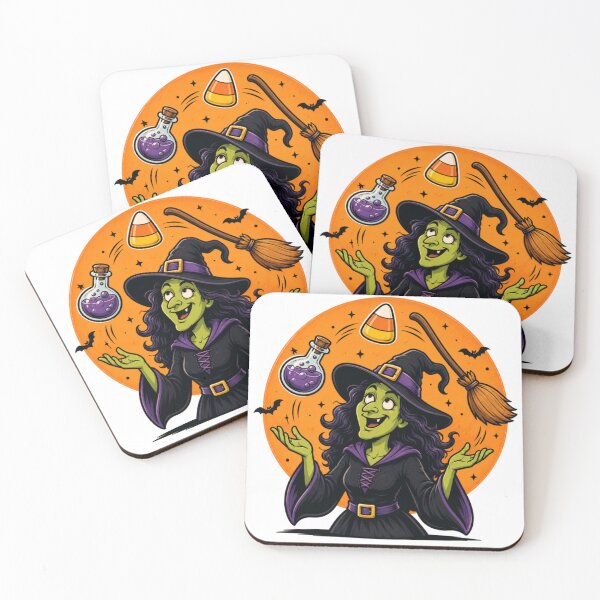 Item preview, Playful Halloween Witch with Candy Corn and Broom designed and sold by Ink Matrix.