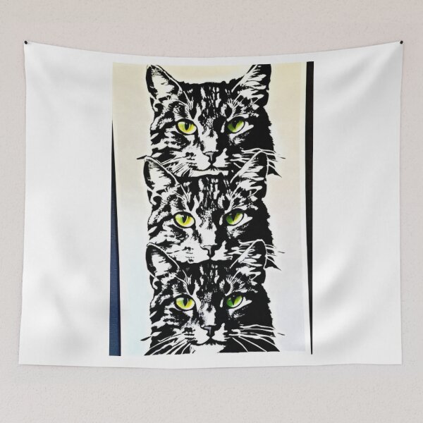 Item preview, Art - Three Tabby Cats, Pop Art Composition with Yellow Eyes designed and sold by World-Pets.
