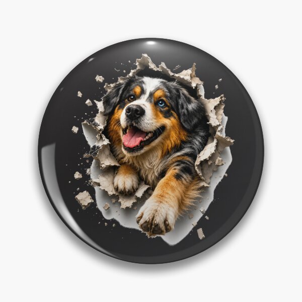 Item preview, Australian Shepherd Breaking Through Wall | 3D Dog Illusion | Realistic Aussie Dog Gift designed and sold by Golden Era Studio.