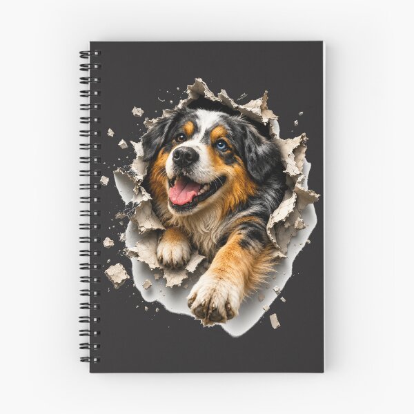 Item preview, Australian Shepherd Breaking Through Wall | 3D Dog Illusion | Realistic Aussie Dog Gift designed and sold by Golden Era Studio.