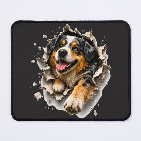 Item preview, Australian Shepherd Breaking Through Wall | 3D Dog Illusion | Realistic Aussie Dog Gift designed and sold by Golden Era Studio.