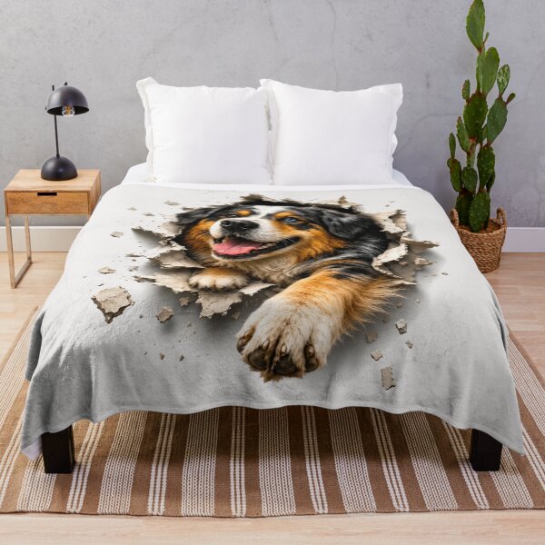 Item preview, Australian Shepherd Breaking Through Wall | 3D Dog Illusion | Realistic Aussie Dog Gift designed and sold by Golden Era Studio.