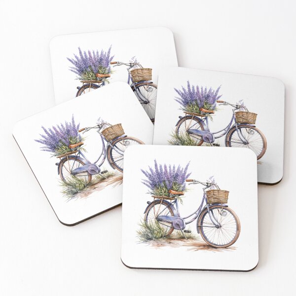Item preview, Vintage Blue Bicycle with Lavender Flowers designed and sold by     Sela Art .