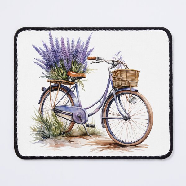 Item preview, Vintage Blue Bicycle with Lavender Flowers designed and sold by Sela Art .
