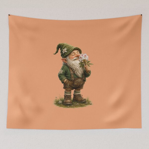Item preview, Alpine Flower Lover Gnome – Peaceful Bavarian Vintage Nature Design designed and sold by Alpine-Ink.