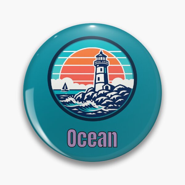 Item preview, Vintage Ocean Lighthouse Logo | Retro Coastal Sailing & Nautical Design designed and sold by Timber-Trail.