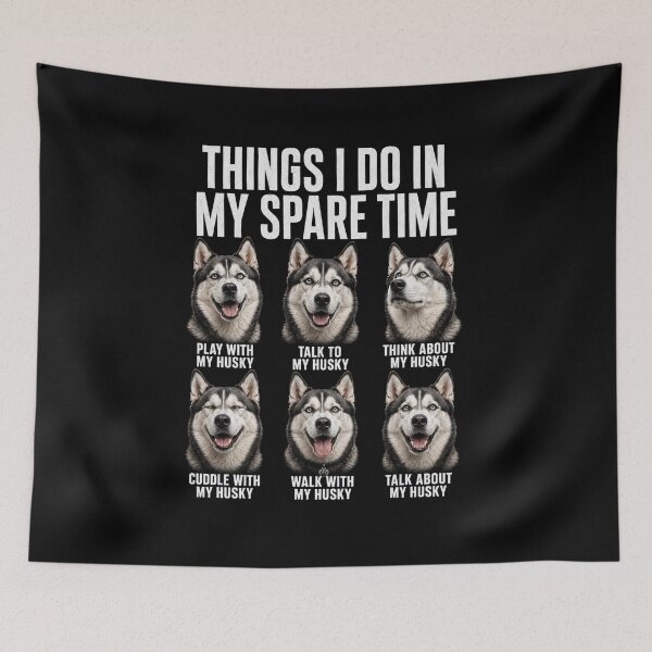 Item preview, Things I Do in My Spare Time Husky Funny Dog Lover T-Shirt | Siberian Husky Owner Graphic Gift designed and sold by Trendably.