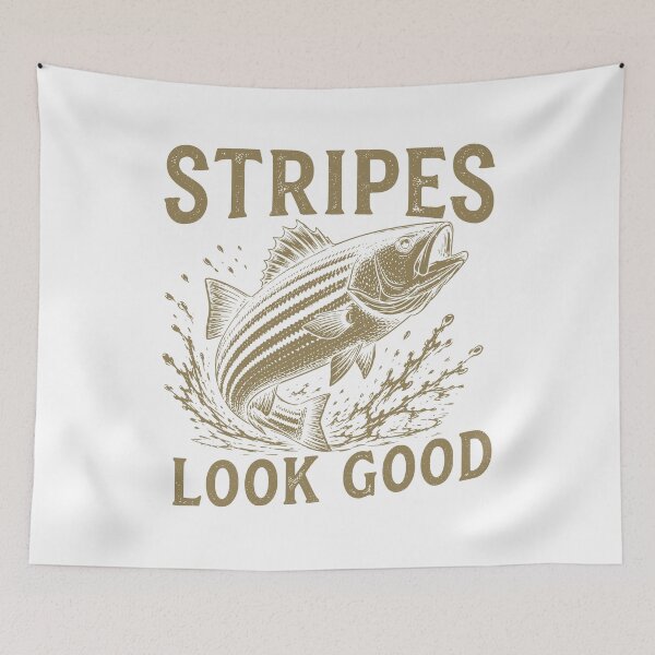 Item preview, Stripes Look Good Funny Retro Fishing Graphic designed and sold by PrintAtelier.