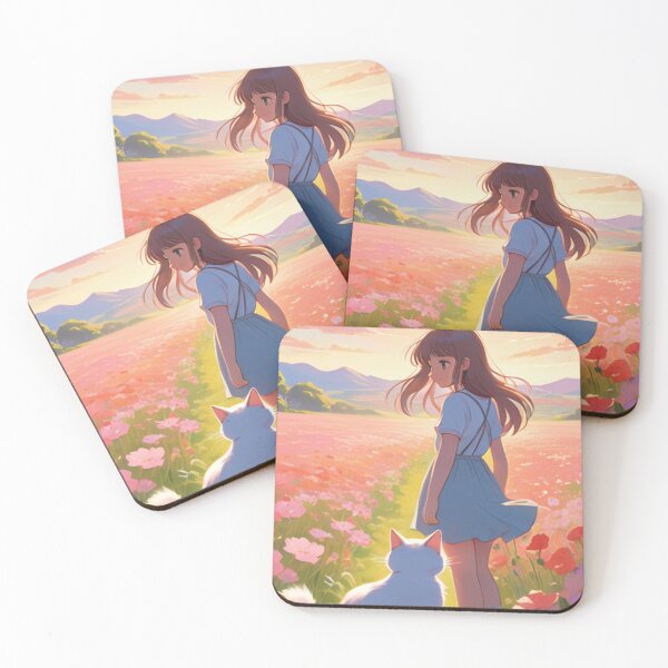 Item preview, Art - Young Woman in a Field of Cosmos, Melancholic Atmosphere designed and sold by World-Pets.