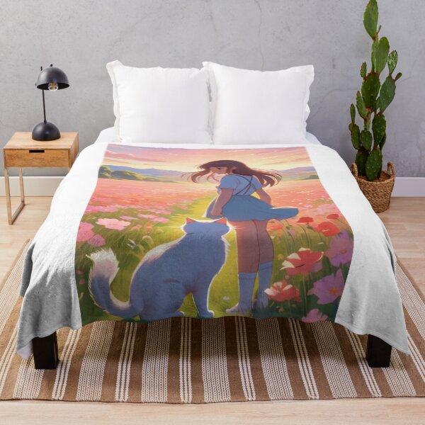Item preview, Art - Young Woman in a Field of Cosmos, Melancholic Atmosphere designed and sold by World-Pets.