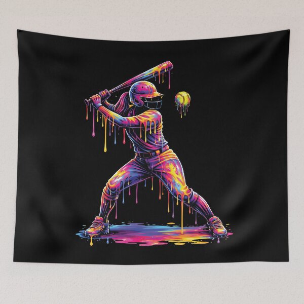 Item preview, Softball Batter Drip Art Rainbow Design designed and sold by ayion.