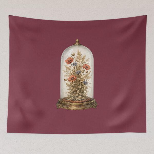 Item preview, Victorian Bell Jar Wildflower Print – Vintage Dried Flower Glass Dome Art designed and sold by MagicMakerPh.
