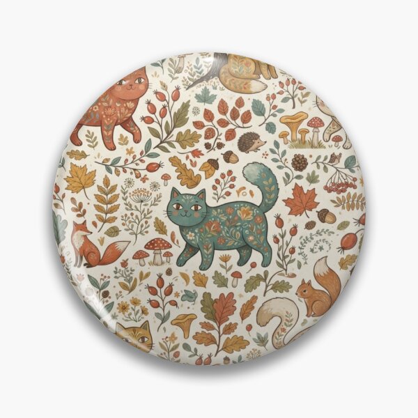 Item preview, Whimsical Woodland Cats Autumn Pattern designed and sold by Iampoji.