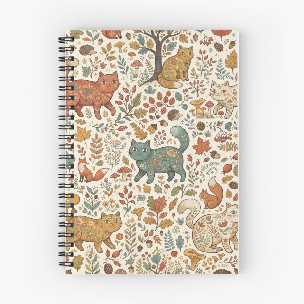 Item preview, Whimsical Woodland Cats Autumn Pattern designed and sold by Iampoji.