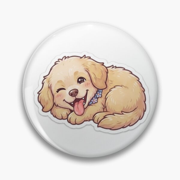 Item preview, Cute Kawaii Winking Golden Puppy Sticker | Anime Style Fluffy Dog Art | Laptop Sticker | Gift for Dog Lovers designed and sold by Chipkooo.