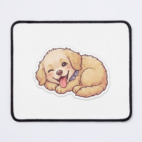 Item preview, Cute Kawaii Winking Golden Puppy Sticker | Anime Style Fluffy Dog Art | Laptop Sticker | Gift for Dog Lovers designed and sold by Chipkooo.