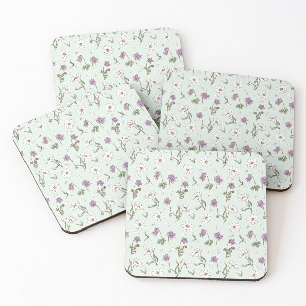 Item preview, White Anemone and Violet Spring Pattern designed and sold by NuvoraNest.