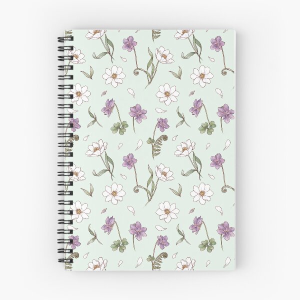 Item preview, White Anemone and Violet Spring Pattern designed and sold by NuvoraNest.