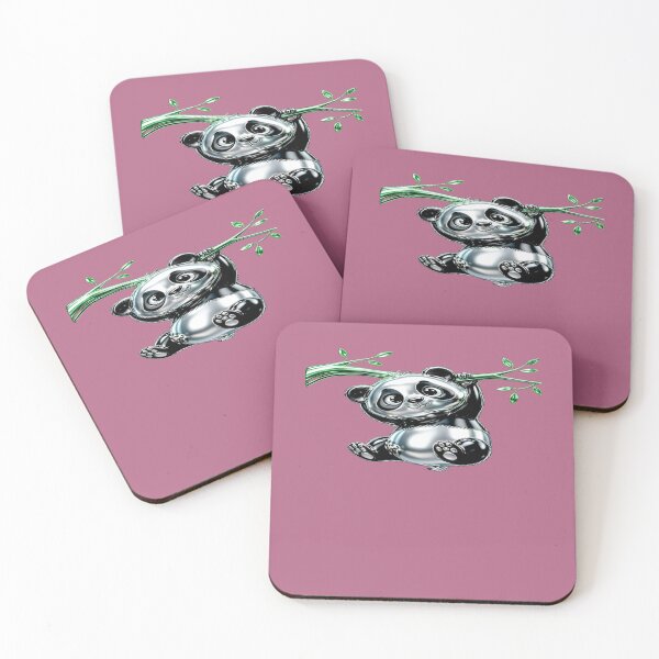 Item preview, Sitting Panda with Green Bamboo - Kawaii 3D Metallic Bear designed and sold by RAYBIL.