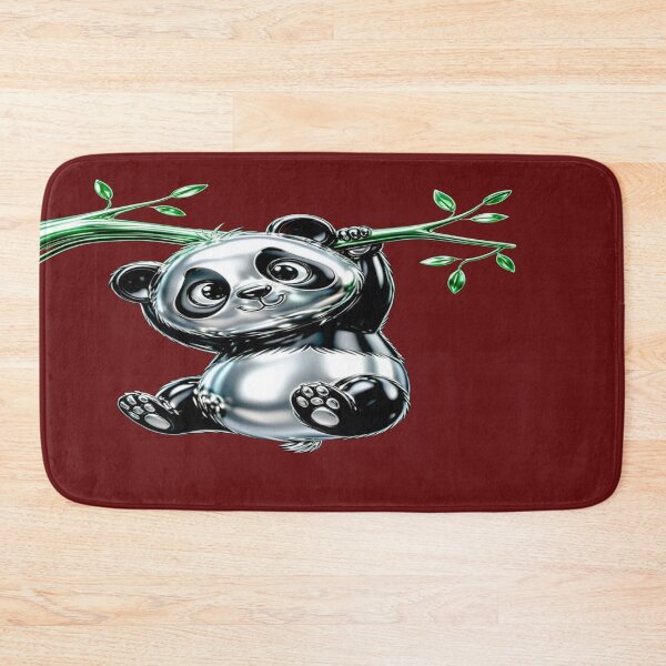 Item preview, Sitting Panda with Green Bamboo - Kawaii 3D Metallic Bear designed and sold by RAYBIL.