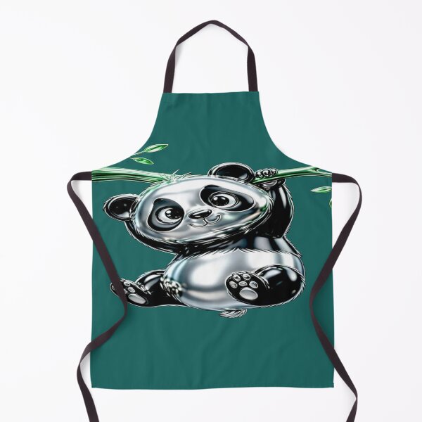 Item preview, Sitting Panda with Green Bamboo - Kawaii 3D Metallic Bear designed and sold by RAYBIL.