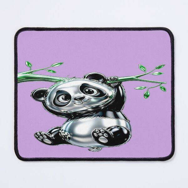 Item preview, Sitting Panda with Green Bamboo - Kawaii 3D Metallic Bear designed and sold by RAYBIL.