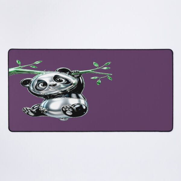 Item preview, Sitting Panda with Green Bamboo - Kawaii 3D Metallic Bear designed and sold by RAYBIL.