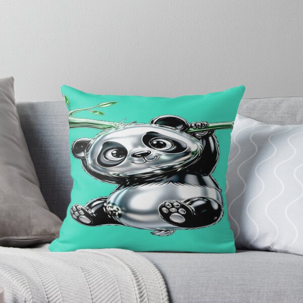Item preview, Sitting Panda with Green Bamboo - Kawaii 3D Metallic Bear designed and sold by RAYBIL.