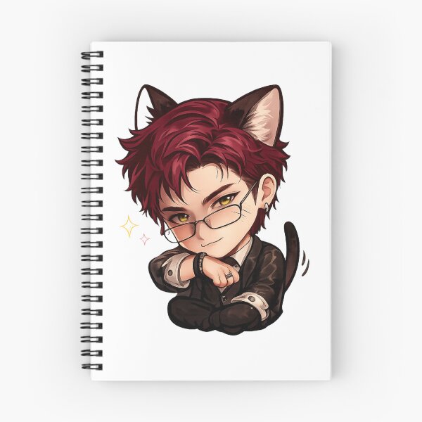 Item preview, Cute Valko Inspired Cat Boy Chibi Sticker | Burgundy Hair Anime Cat Character | Kawaii Space Fantasy Gamer Sticker designed and sold by Doodle ⭐⭐⭐⭐⭐.