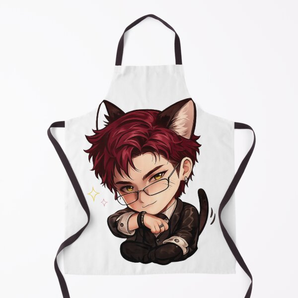 Item preview, Cute Valko Inspired Cat Boy Chibi Sticker | Burgundy Hair Anime Cat Character | Kawaii Space Fantasy Gamer Sticker designed and sold by Doodle ⭐⭐⭐⭐⭐.