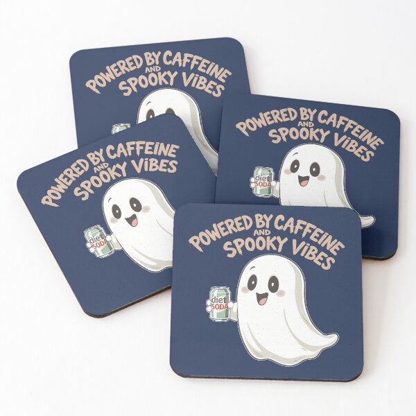 Item preview, Powered By Caffeine And Spooky Vibes Cute Ghost Halloween Shirt designed and sold by Raw Tigers.