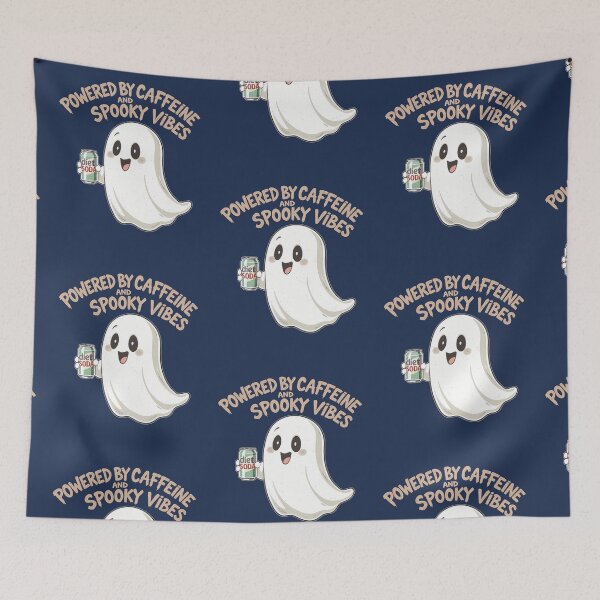 Item preview, Powered By Caffeine And Spooky Vibes Cute Ghost Halloween Shirt designed and sold by Raw Tigers.