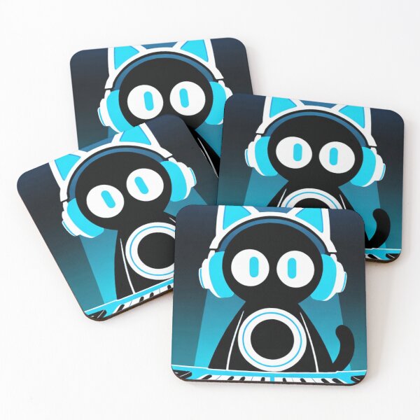 Item preview, Cat - Black DJ White Cyan Headphones designed and sold by World-Pets.