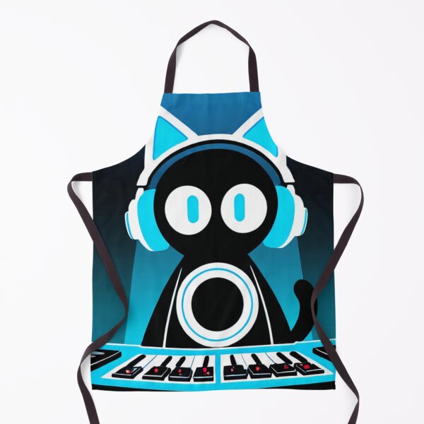 Item preview, Cat - Black DJ White Cyan Headphones designed and sold by World-Pets.