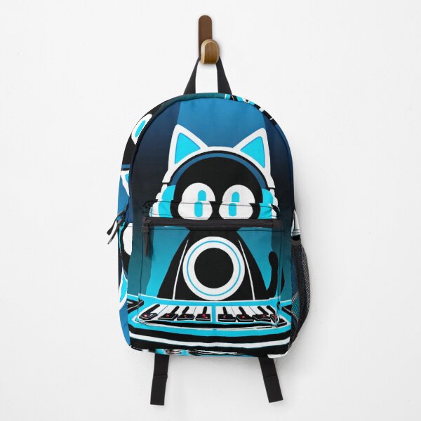 Item preview, Cat - Black DJ White Cyan Headphones designed and sold by World-Pets.