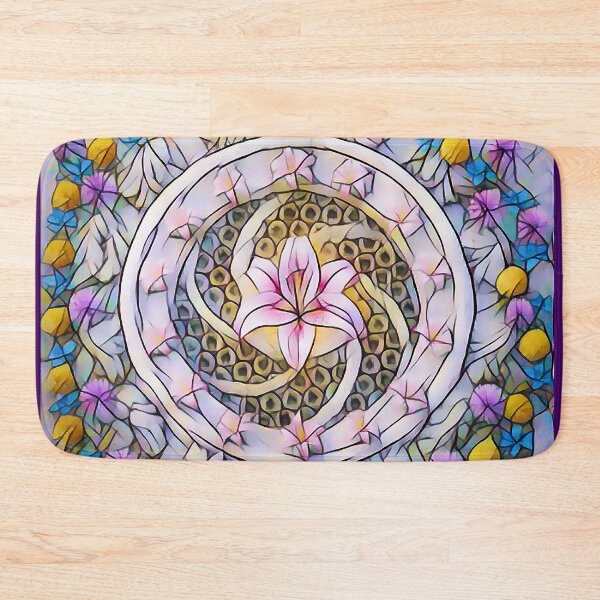 Item preview, FLOWERS ON THE CASTLE WALL (Stained Glass Effect) designed and sold by RiverDeeDesigns.