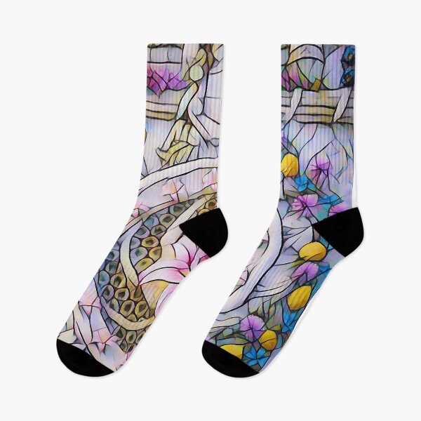 Item preview, FLOWERS ON THE CASTLE WALL (Stained Glass Effect) designed and sold by RiverDeeDesigns.