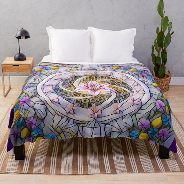 Item preview, FLOWERS ON THE CASTLE WALL (Stained Glass Effect) designed and sold by RiverDeeDesigns.