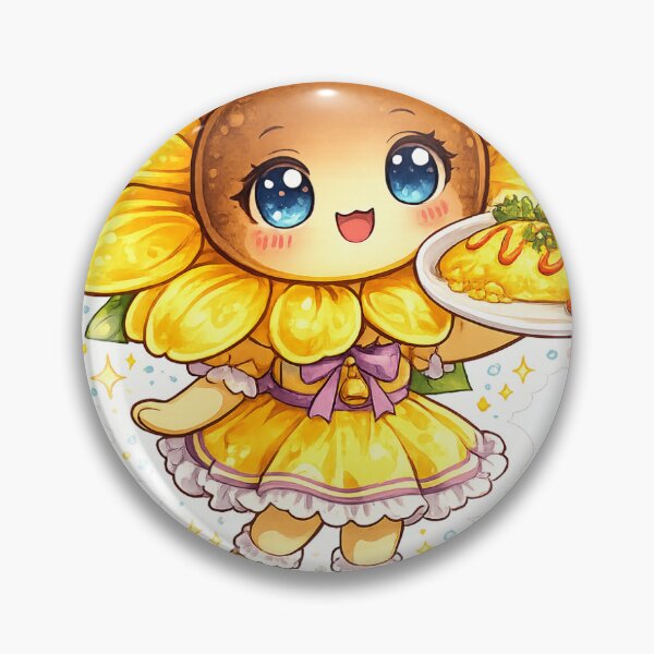 Item preview, Sunflower Head Mascot Sticker | Yellow Girl with Omelette | Cute Weird Food Mascot` designed and sold by Chinnibujji.