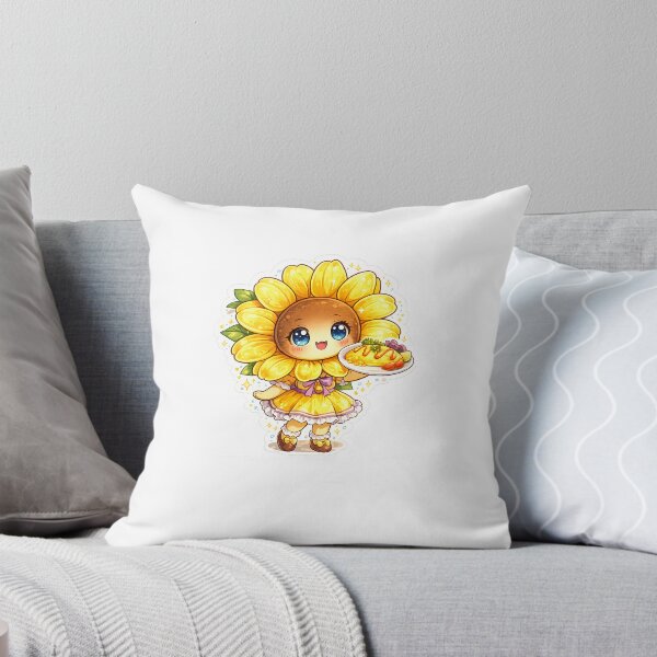Item preview, Sunflower Head Mascot Sticker | Yellow Girl with Omelette | Cute Weird Food Mascot` designed and sold by Chinnibujji.