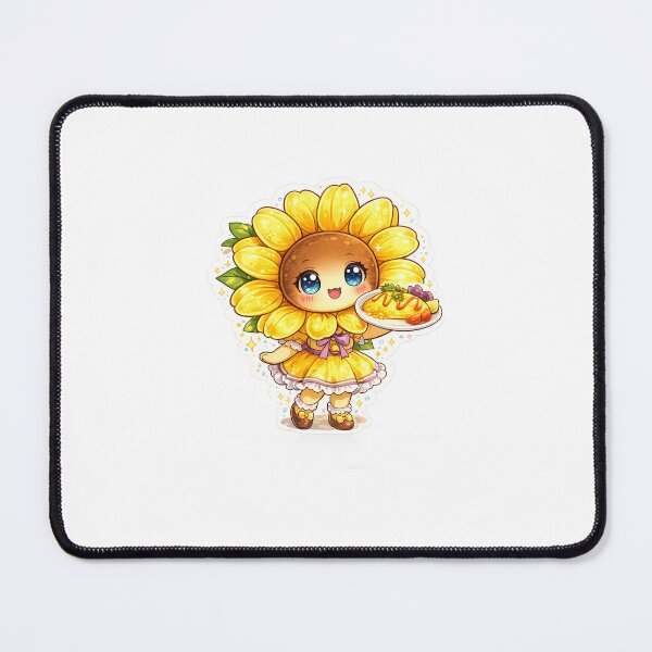 Item preview, Sunflower Head Mascot Sticker | Yellow Girl with Omelette | Cute Weird Food Mascot` designed and sold by Chinnibujji.