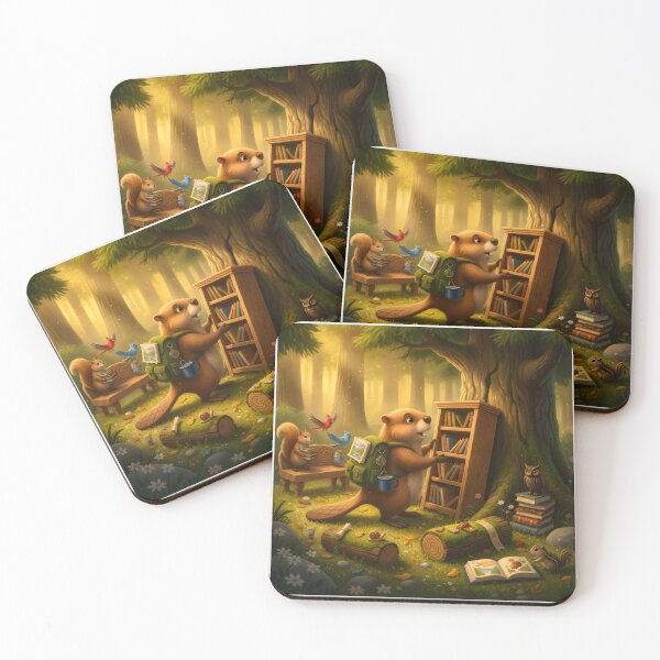Item preview, Happy Beaver Adventures – Beaver Builds a Woodland Library designed and sold by Clothes With Smiling Animals Walt Gral.