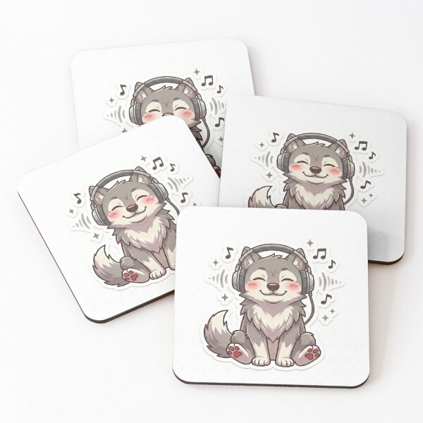Item preview, Cute Kawaii Music Headphones Wolf Pup Sticker | Anime Style Gamer Husky Puppy Art | Laptop Sticker | Gift for Music Lovers designed and sold by Chipkooo.