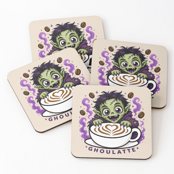 Item preview, ☕ BREWED BEASTIES COLLECTION ☕ -  SPOOKY SEASON MATES - Ghoulatte designed and sold by WheelieGdArt.